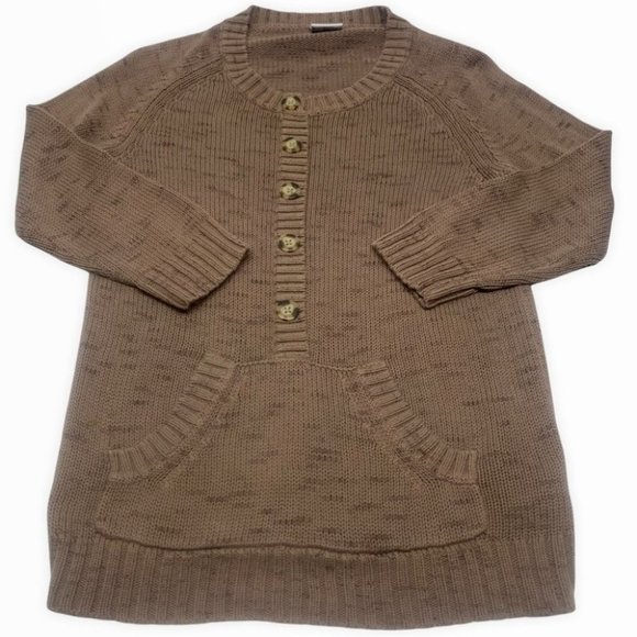 Columbia Sweaters - • Columbia Sweater Button Front Kangaroo Pocket 3/4 Sleeve Brown sw